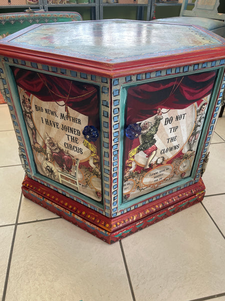 Hexagon Circus Side Table - Painted by Tabitha St Germain