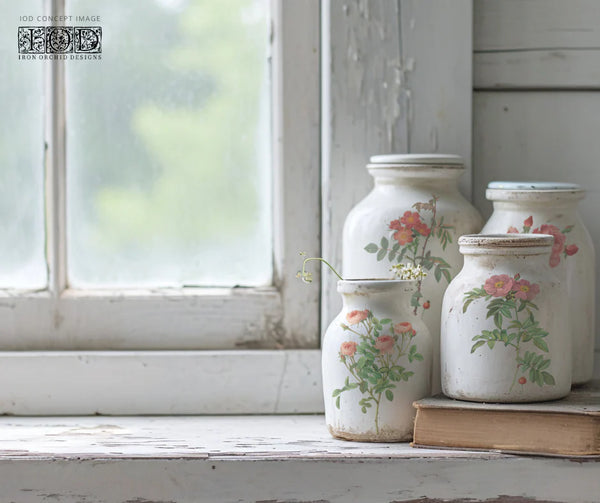 Rose Botanical Decor Transfer - Iron Orchid Designs