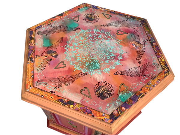 Hexagon Side Table - Painted by Tabitha St Germain