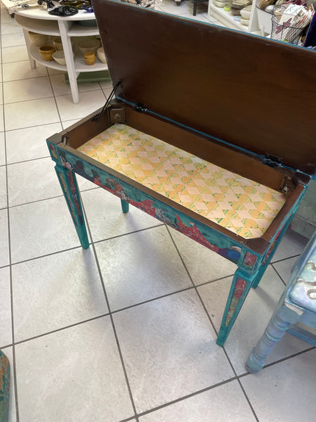 Piano Bench with lid to hide things - Painted by Tabitha St Germain