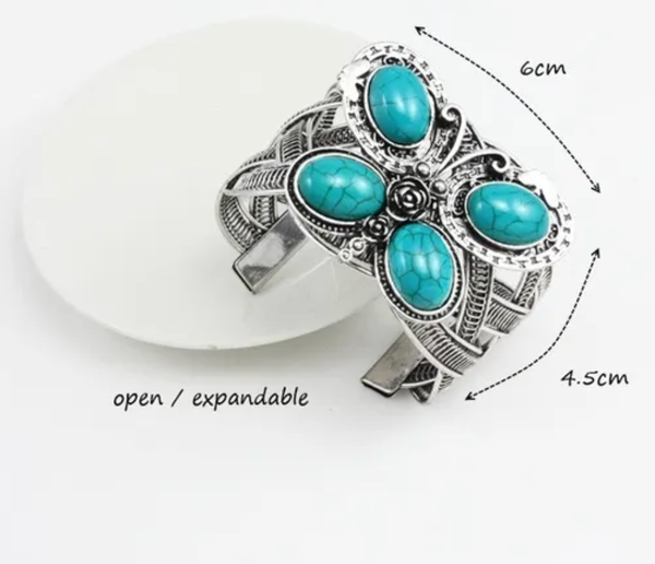 Turquoise Tibetan Style Mesh Spirt Animal hand mand Cuff: Turtle