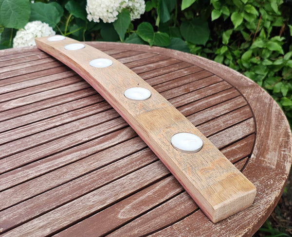 Wine Barrel Stave Tea Light Candle Holder - Red Oak