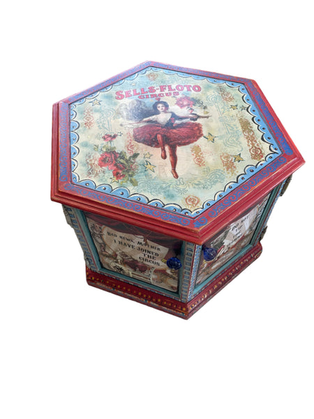 Hexagon Circus Side Table - Painted by Tabitha St Germain