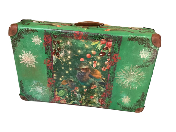 Christmas Suitcase - Painted by Tabitha St Germain