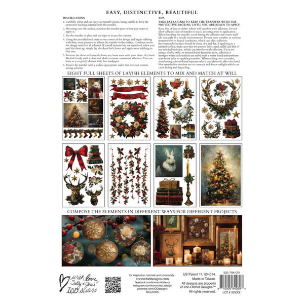 Crimson Velvet IOD Transfer (8″x12″ pad-8 sheets ) LIMITED EDITION - Iron Orchid Designs