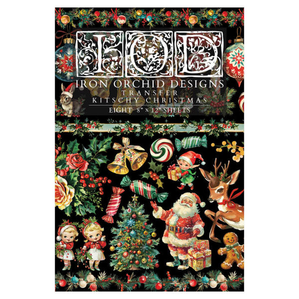 Kitschy Christmas IOD Transfer (8″x12″ pad-8 sheets ) LIMITED EDITION - Iron Orchid Designs