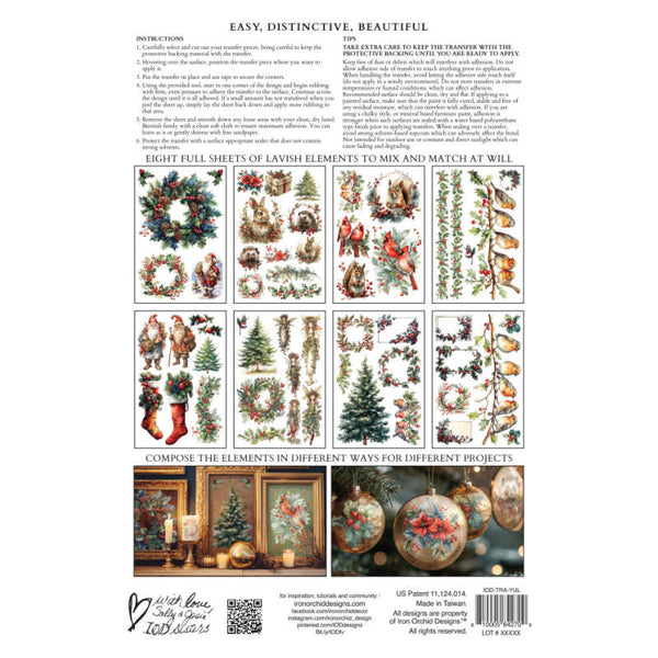 Yuletide IOD Transfer (8″x12″ pad-8 sheets ) LIMITED EDITION - Iron Orchid Designs