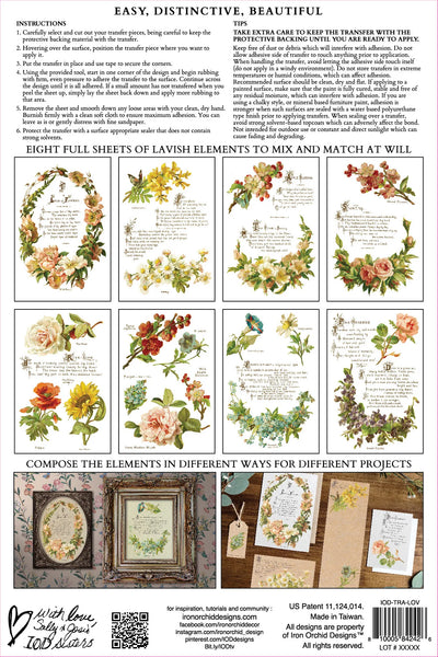 Lover of Flowers Decor Transfer - Iron Orchid Designs