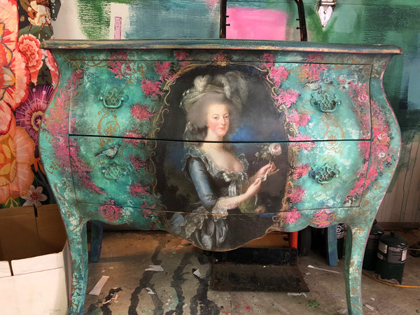 Marie Antoinette - Large Dresser with Curvy Edges and Legs - Painted by Tabitha St Germain
