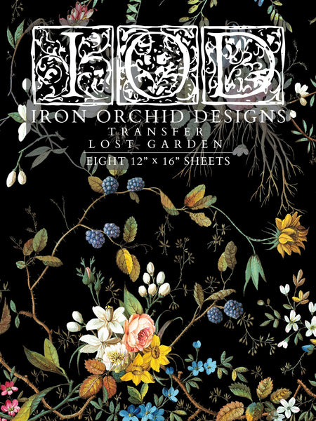 Lost Garden IOD Transfer (12″x16″ pad-8 sheets) 2025 - Iron Orchid Designs