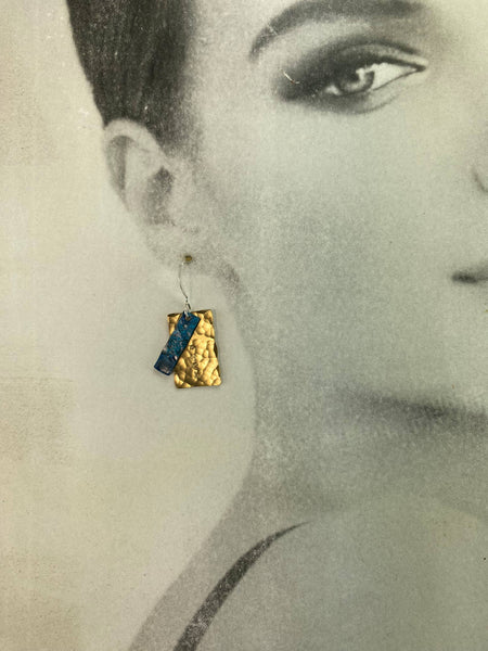 Fucking Fancy Earrings 610 Brass and Blue