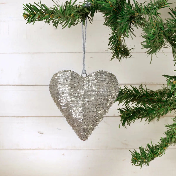 Dazzle Heart Ornament - Silver