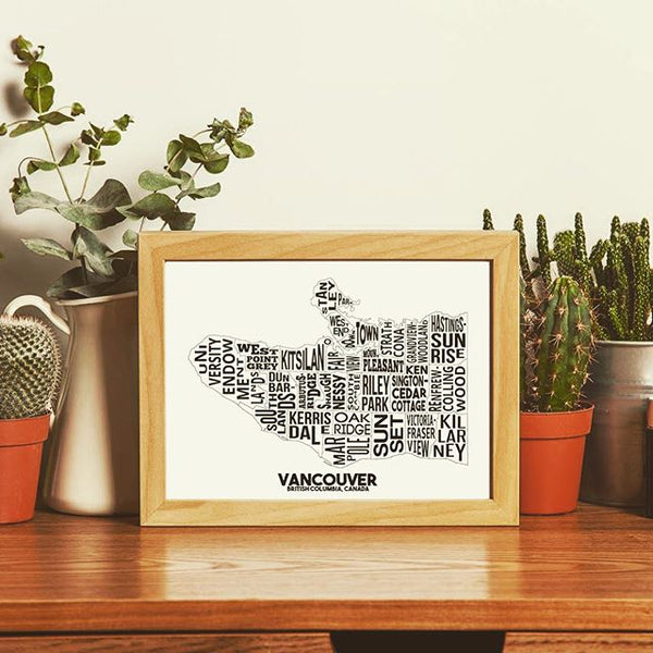 Typographic Neighborhood City Map Print - 11 x 14