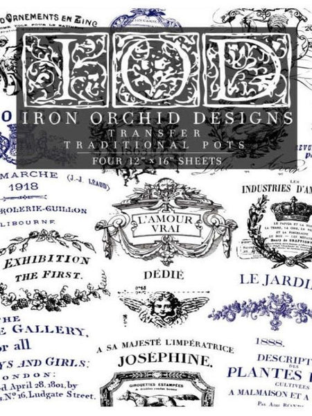 Traditional Pots Decor Transfer - Iron Orchid Designs