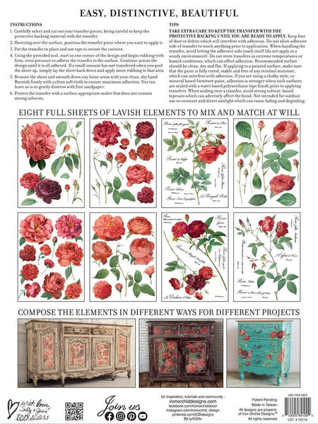 Redoute II Decor Transfer - Iron Orchid Designs