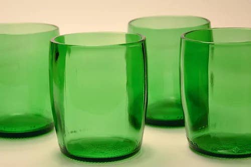 Perrier Green Tumblers made form Perrier Water Bottles