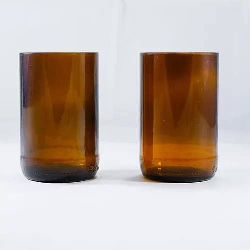 Amber Tumblers made from Large Beer Bottles