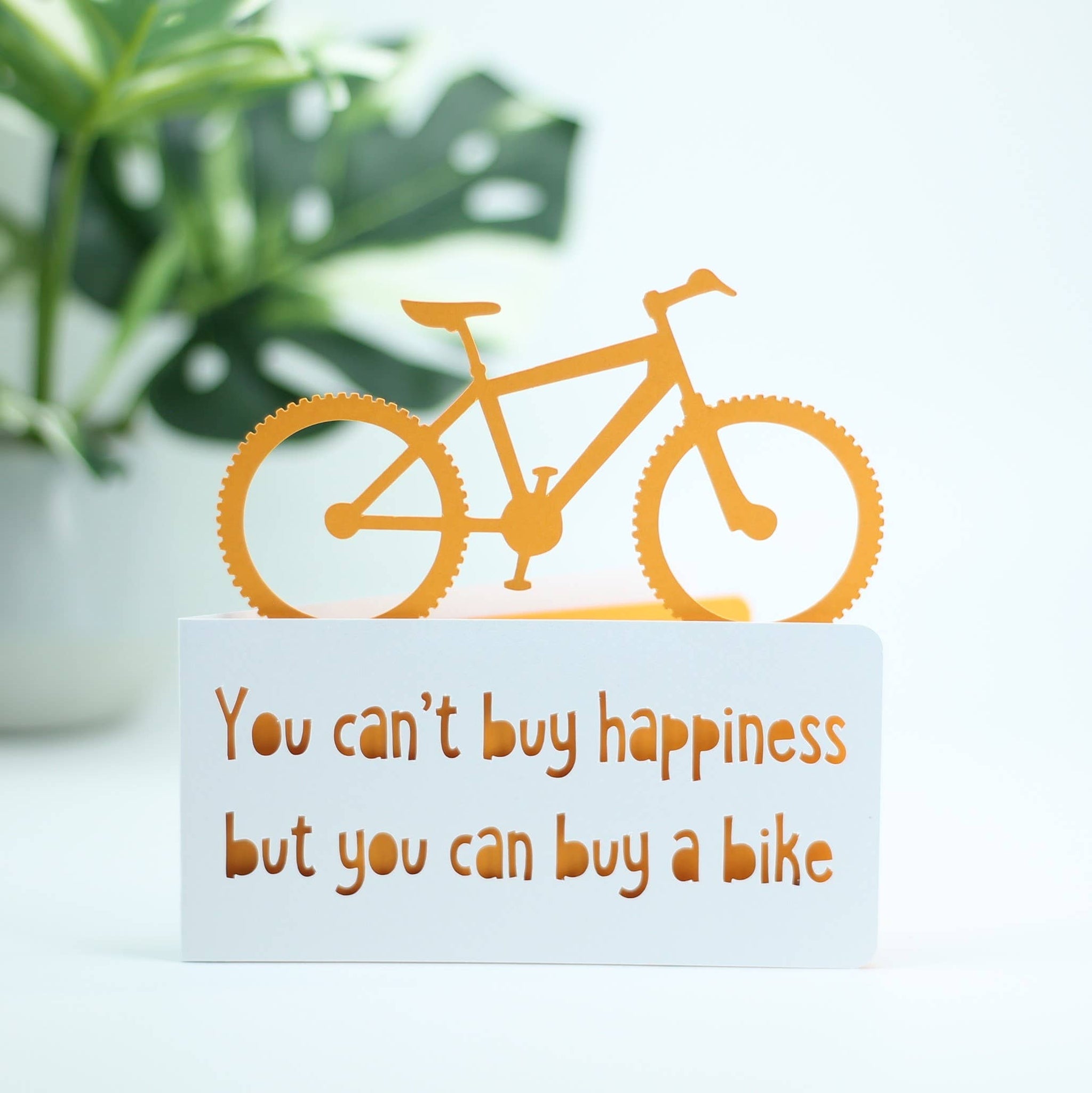 Happiness Bike Quote - Everyday Greeting Card: Orange