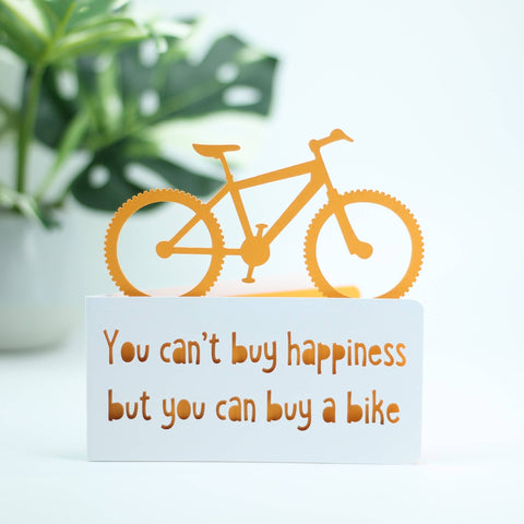 Happiness Bike Quote - Everyday Greeting Card: Orange