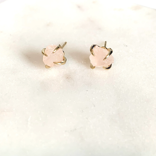 Pink Quartz Earrings: Gold