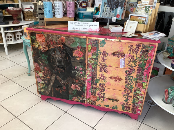 Pink Dog 3 Tier Dresser -  Painted by Tabitha St Germain
