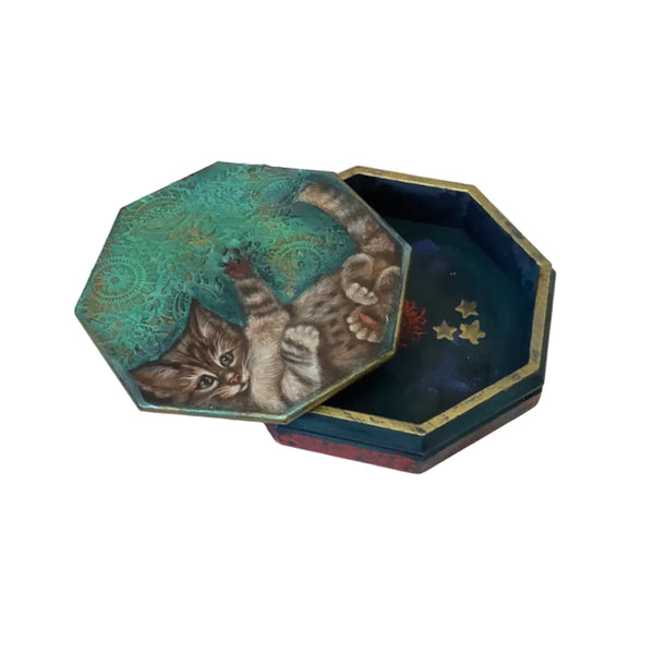 Kitty Cat Jewelry Box - Painted by Tabitha St Germain