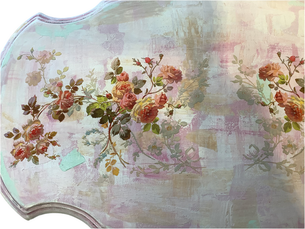 Pink Floral Consol Table - Painted by Tabitha St Germain