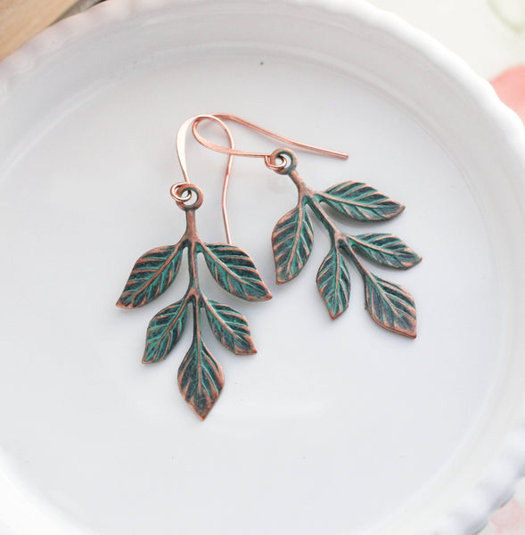 Earrings - Antiqued Copper Branch