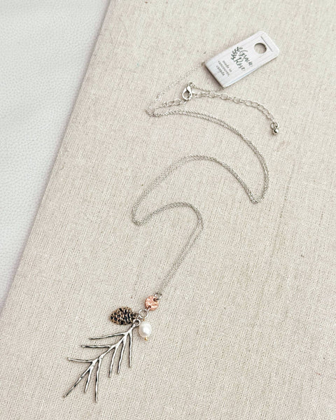 Silver Pine Branch Necklace