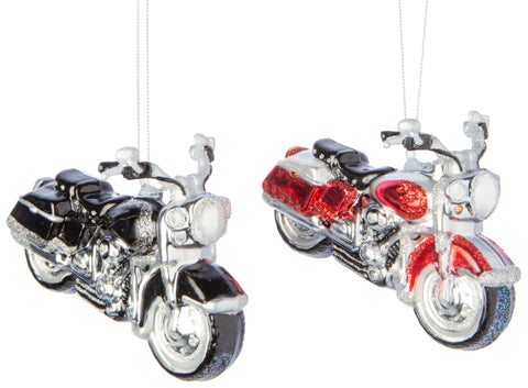 Glass Vintage Motorcycle Ornament