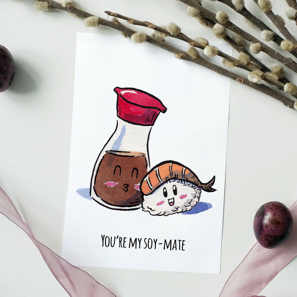 "My Soymate" - Sushi Valentines, Love, Anniversary Card
