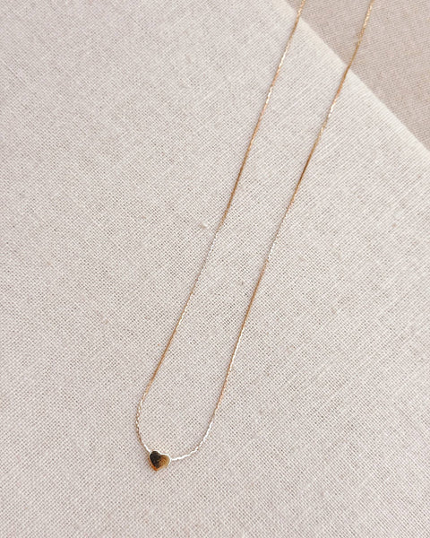Gold Mini Heart Tag Necklace on Fine Chain