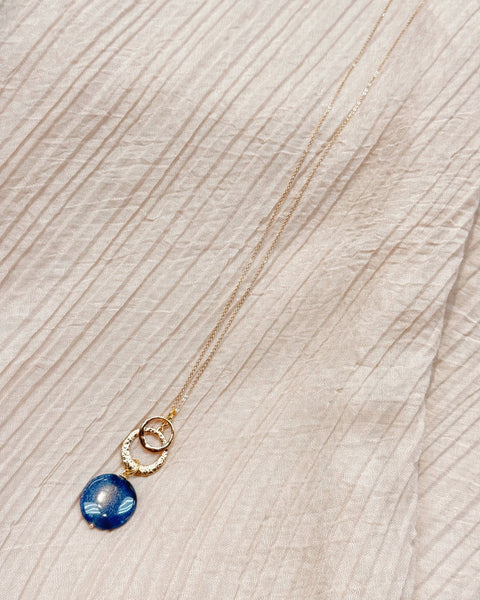 Blue Lapis with Gold Circles Pendant Necklace - Grace Rose