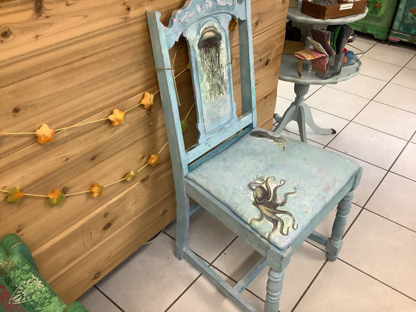 I Sea Chair - With an octopus and Sea Witch - Painted by Tabitha St Germain