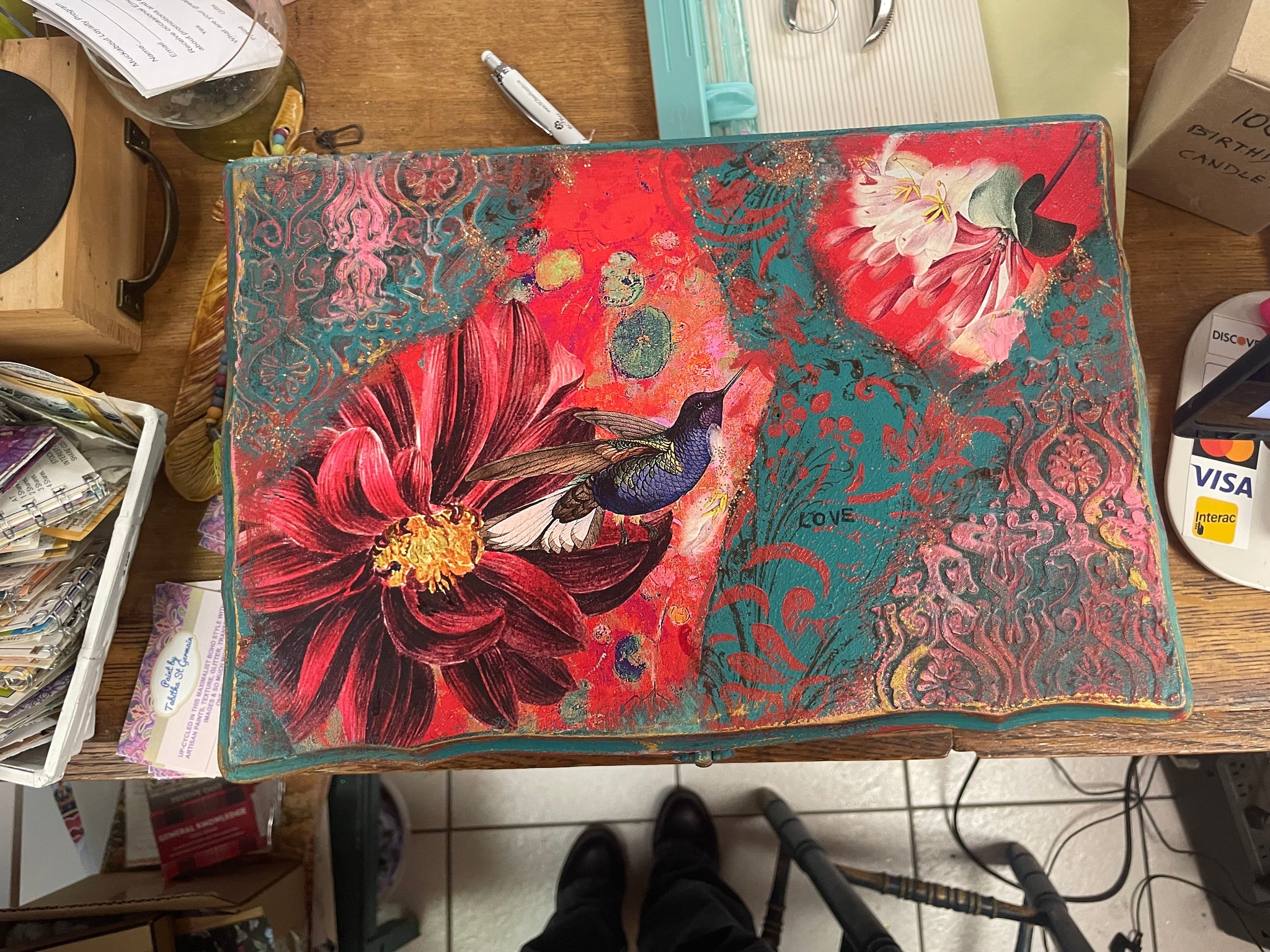 Humming bird jewelery box - painted by Tabitha St Germain