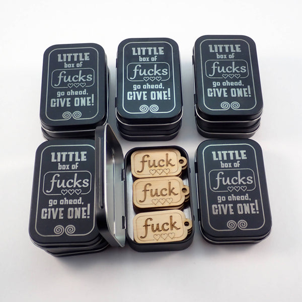 Wooden Novelty Tags - Tin Gift Boxes with Sharable Attitude!