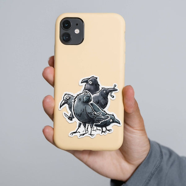 "A Murder" Funny Crow Sticker | Dark Humor Spooky Goth Stick