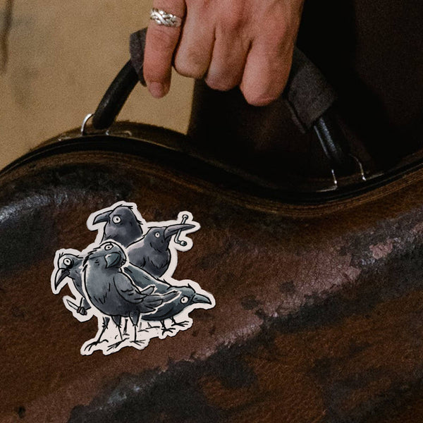 "A Murder" Funny Crow Sticker | Dark Humor Spooky Goth Stick