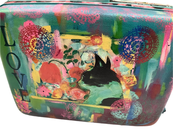 Sleepy Cat Suitcase - Painted by Tabitha St Germain