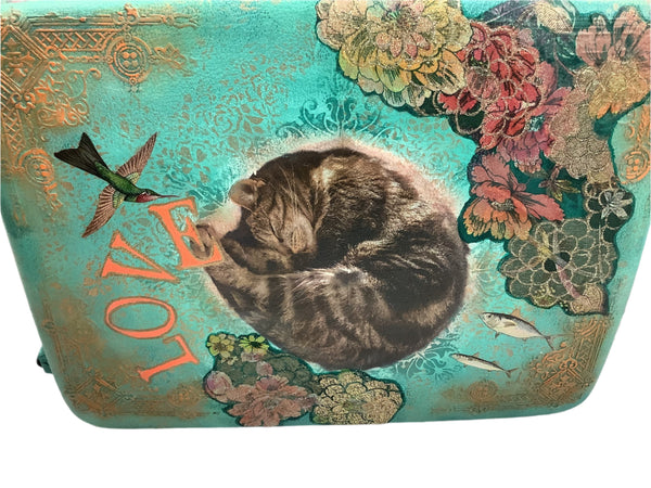 Sleepy Cat Suitcase - Painted by Tabitha St Germain