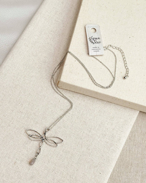 Celtic Knot Dragonfly & Swarovski Crystal Pendant Necklace