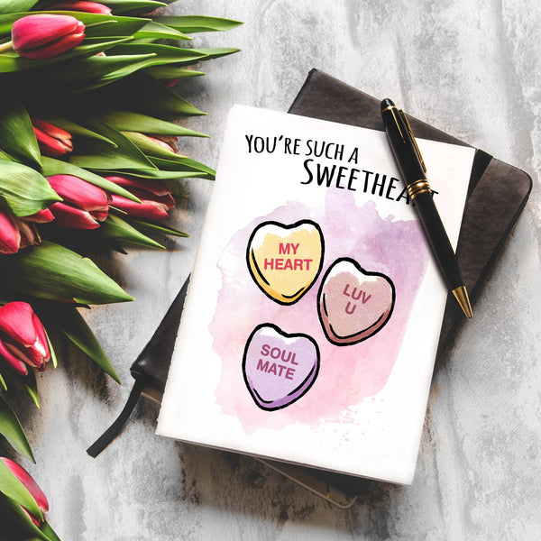 "Sweet Heart" - Funny Candy Heart Valentine's Day Card: "My Heart Luv U"