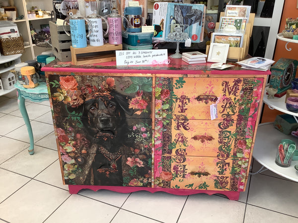 Pink Dog 3 Tier Dresser -  Painted by Tabitha St Germain