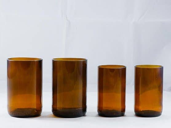 Amber Tumblers made from Large Beer Bottles