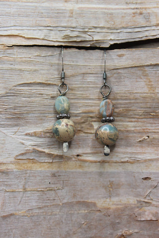 Earrings - Natural Jasper and Gunmetal Earrings – Earth and Sky Tones