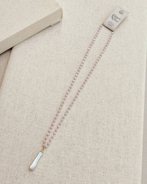 Keshi Pearl & Pink Opal Crystal Link Necklace