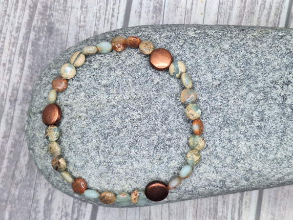 Aqua Terra Jasper Bracelet with Antique Copper Accents