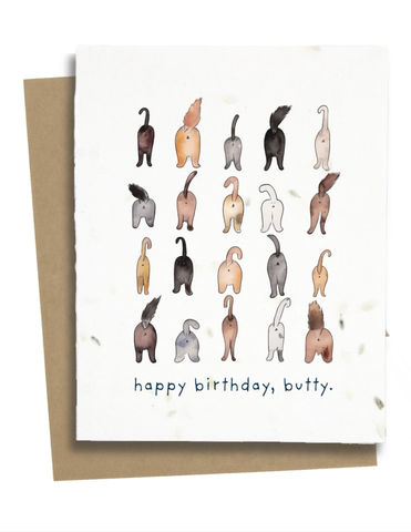 Cat Butts Birthday Card: Wildflower