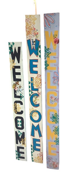 Cedar Painted Welcome Sign