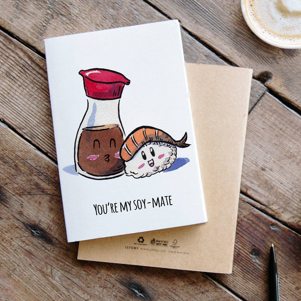 "My Soymate" - Sushi Valentines, Love, Anniversary Card